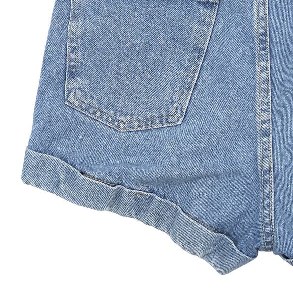 American Apparel Denim Shorts Womens 27 High Rise Cuffed Jorts USA Made Blued - Picture 12 of 13